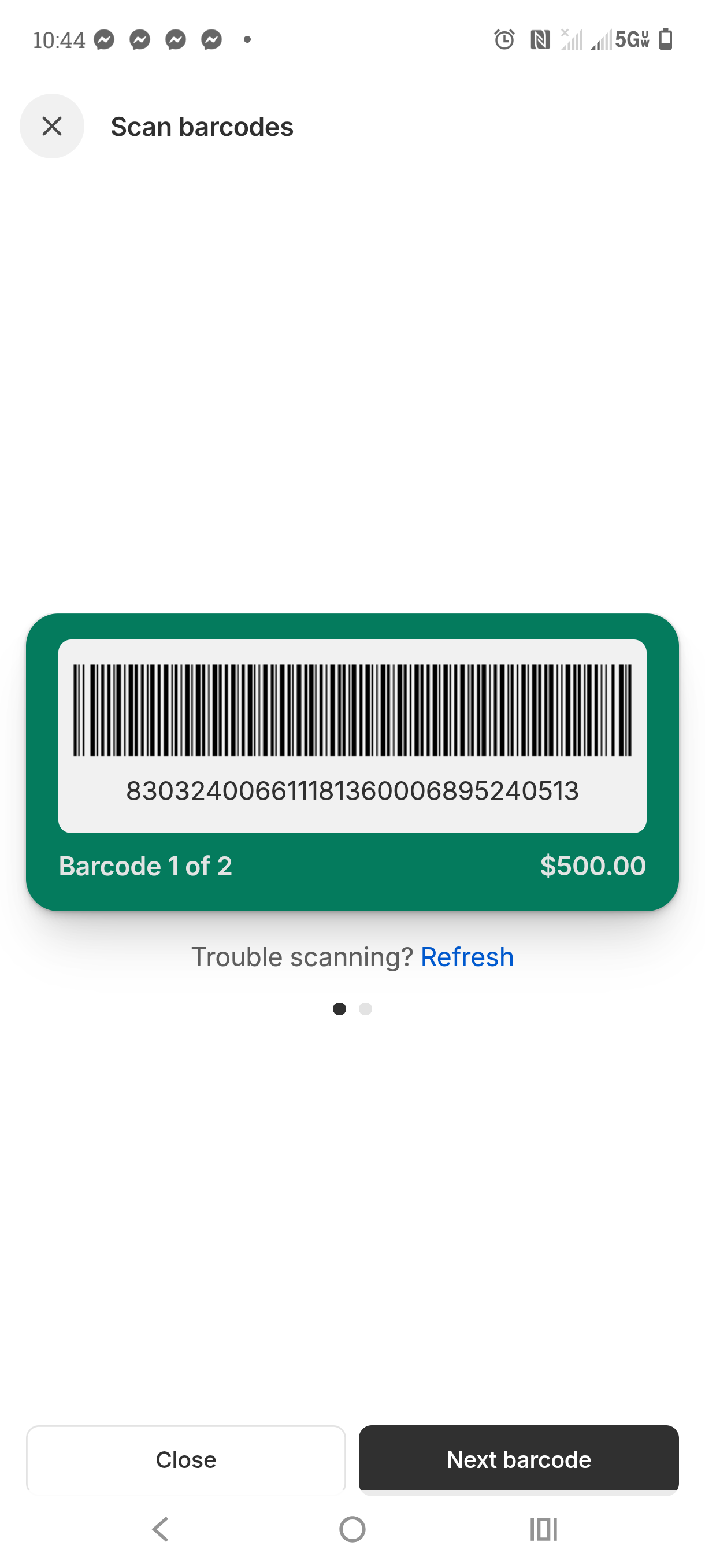 scan to add funds